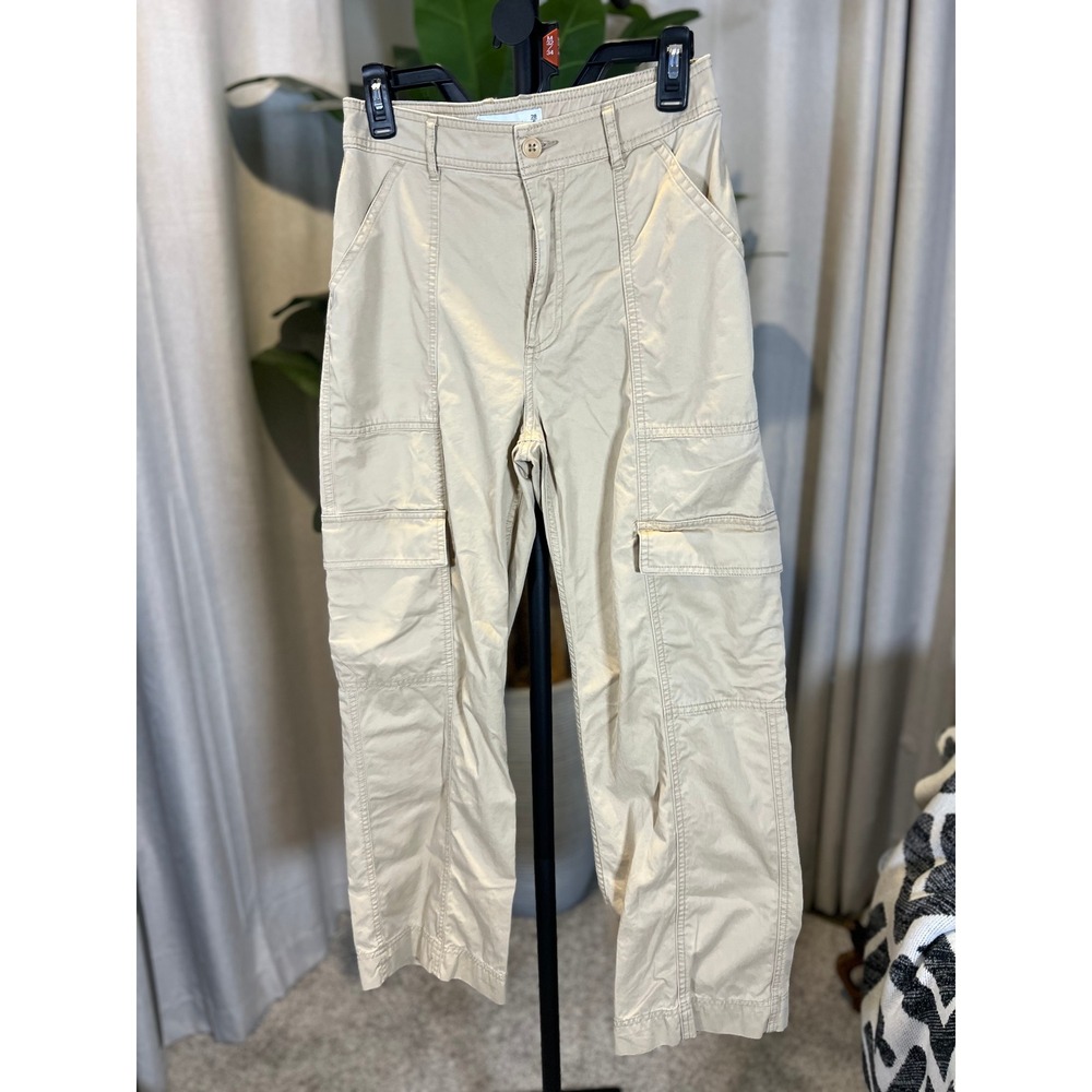 Abercrombie & Fitch Tan Khaki High Rise Straight Leg Cargo Pants Womens 28 6R